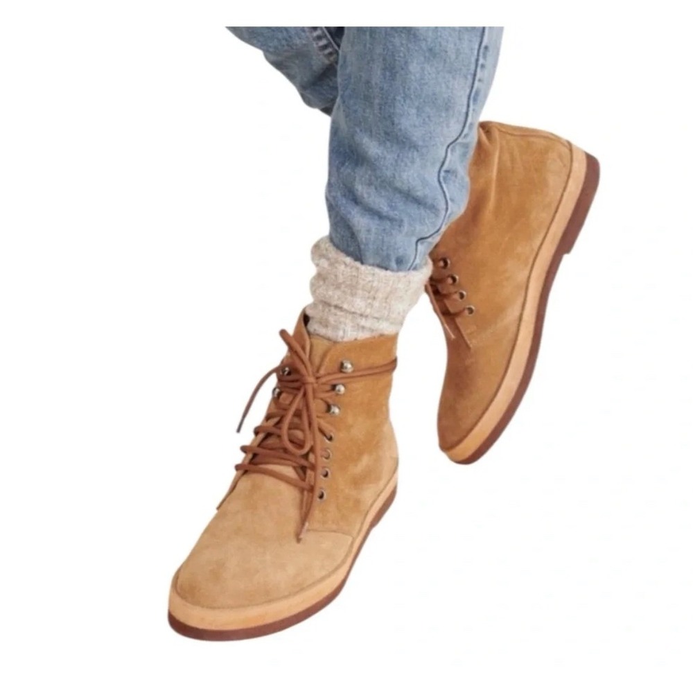 Jenni Kayne Canyon Suede Brown Lace Up Ankle Boots Made in Italy Size 37 US 7 - Picture 11 of 11